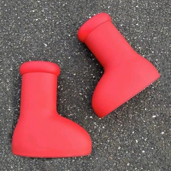 Big Red Cartoon Boots for Women and Men with Thick Bottom, Round Toe, and Flat Slip-On Design